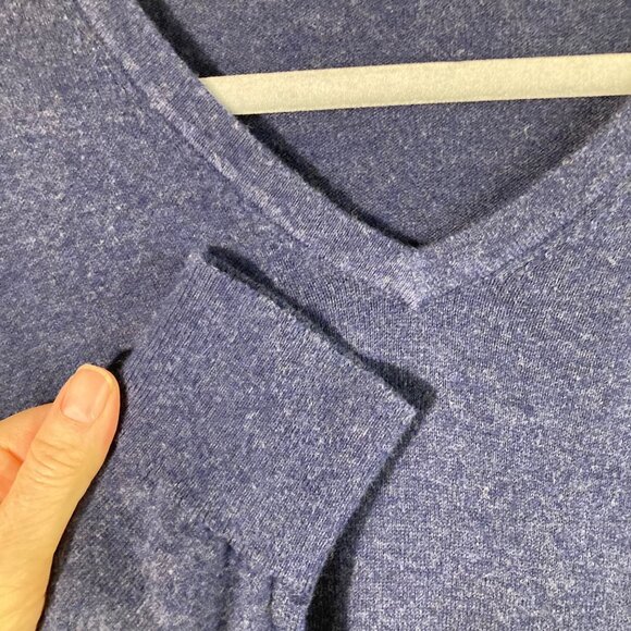 Mens Uni Qlo Cotton Cashmere V Neck Sweater Blue XL - Picture 3 of 8